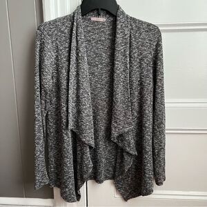 Le Lis Black & White Open Front Classic Long Sleeve Cardigan Sweater S